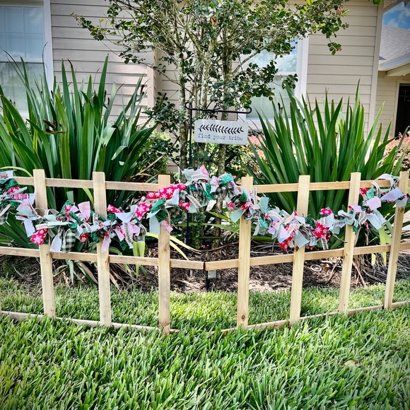 Fabric Christmas Garland - Handmade Item - New - Red, Green, White, Tan - Picture 2 of 3
